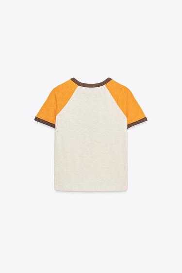 T-SHIRT INSCRIPTION CÔTELÉ - blanc-orange de Zara - Image 6