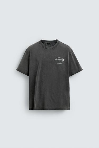 WASHED PRINT T-SHIRT - Dark anthracite by Zara