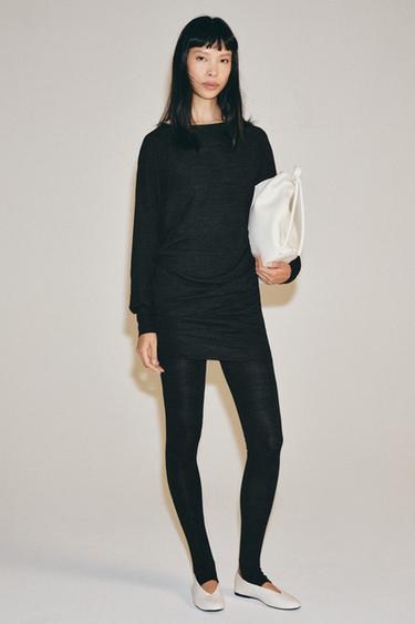 Zara DRAPED LONG-SLEEVE T-SHIRT - Anthracite grey