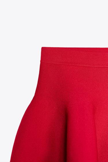 Zara KNIT MINI SKIRT - Bright red