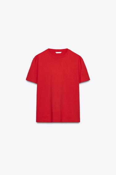 BASIC COTTON T-SHIRT - Red by Zara