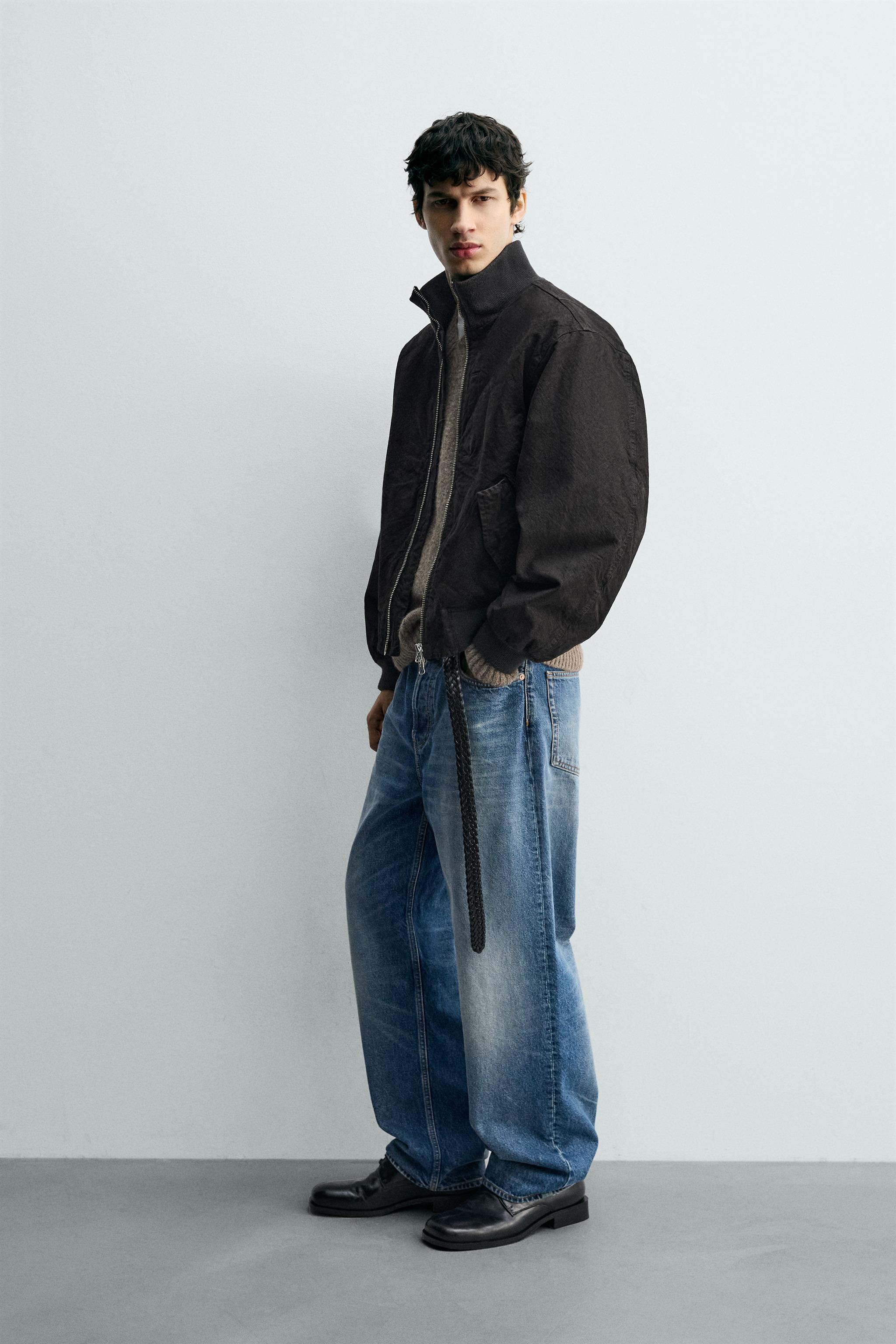 CRINKLE EFFECT BOMBER JACKET