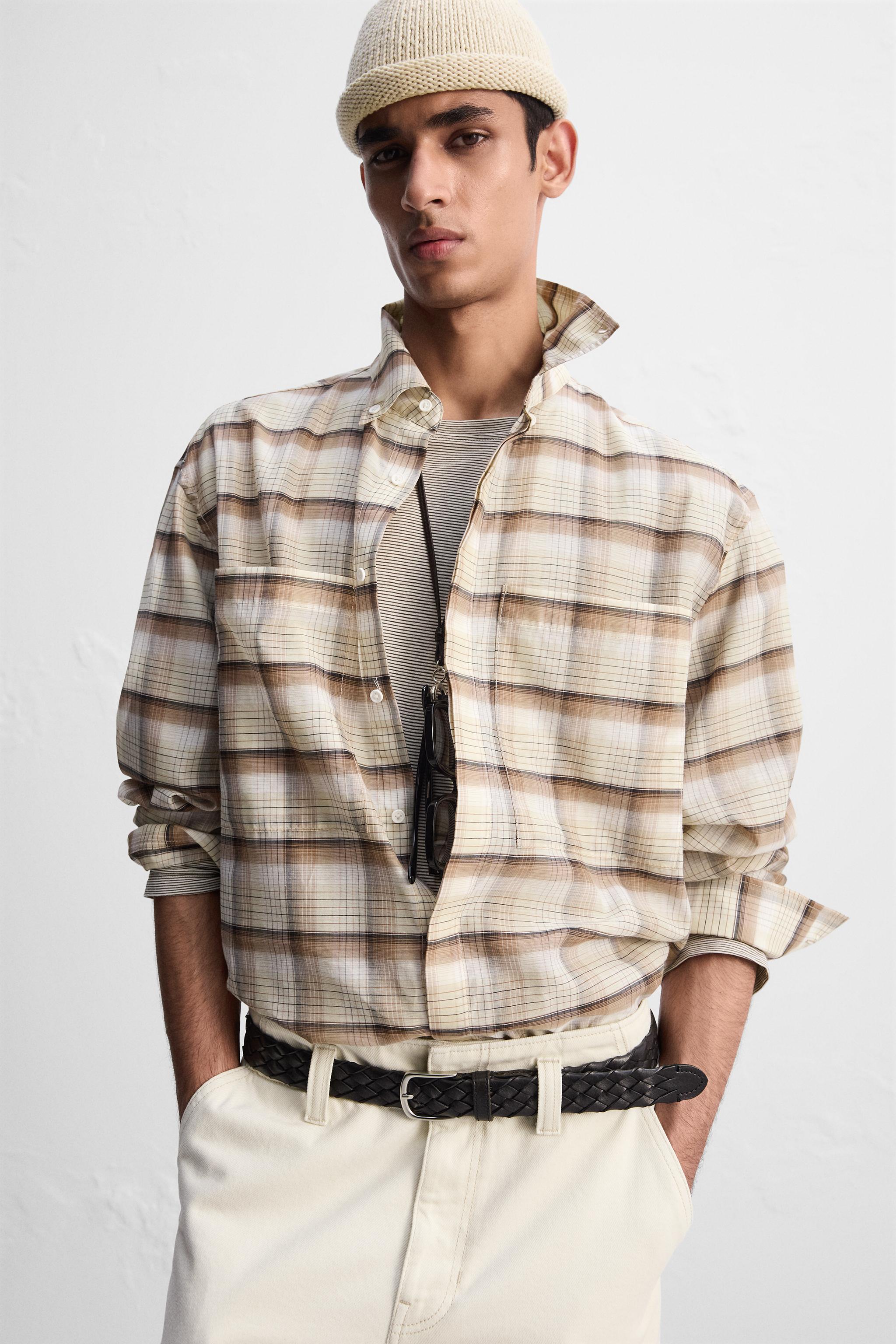 ★ドイツ発*ZARA*LIMITED EDITION/シルクコットンチェックシャツ コットンシルク チェックシャツ リミテッドエディション