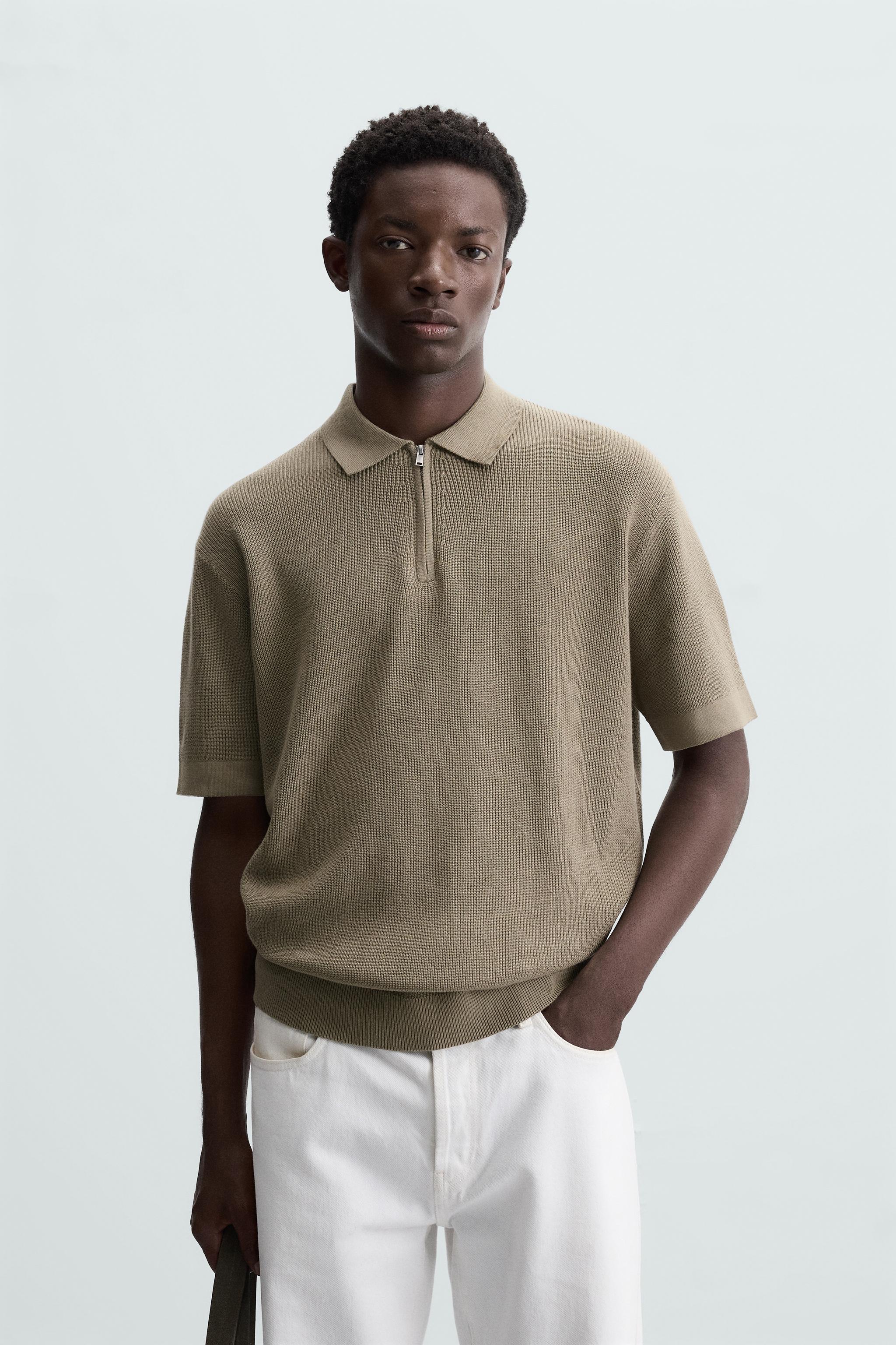 PEARL KNIT POLO SHIRT WITH ZIP - Light yellow | ZARA New Zealand