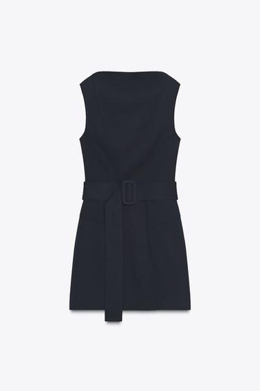 SHORT BELTED DRESS - Dark navy by Zara - Image 6