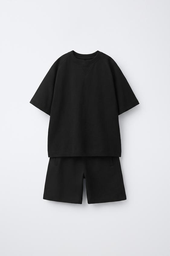 T-SHIRT AND BERMUDA SHORTS SET - Black by Zara - Image 0
