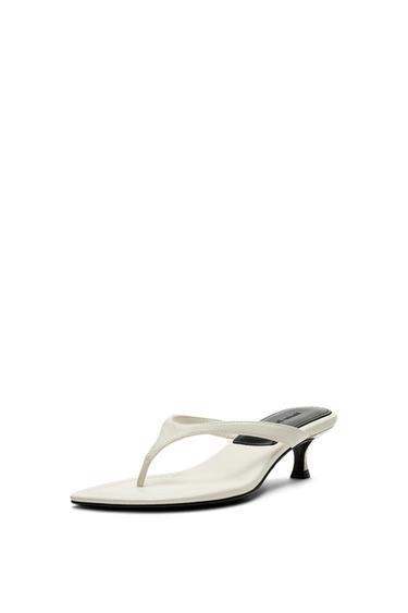 Zara Leather heeled sandals - White