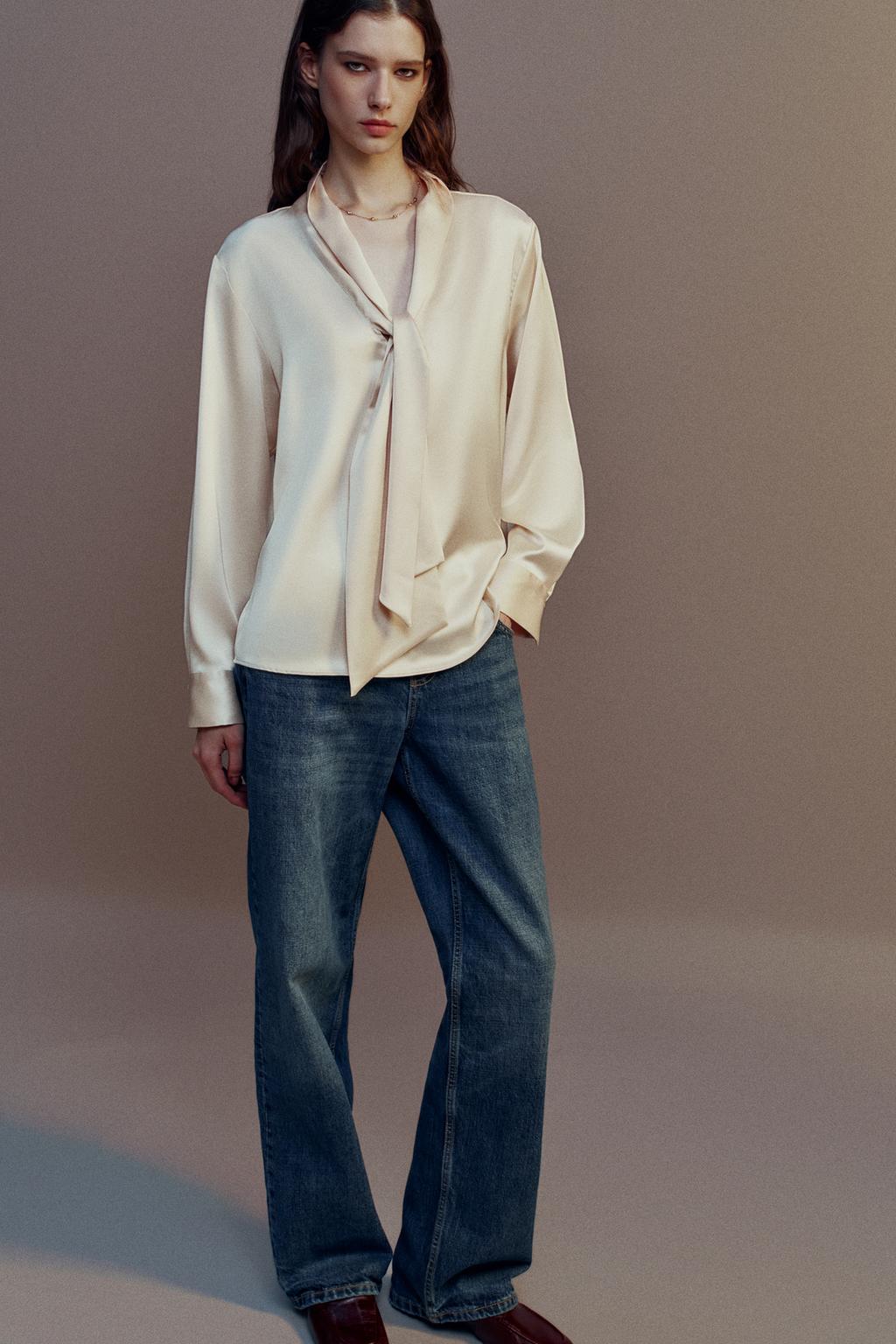 SATIN SCARF BLOUSE