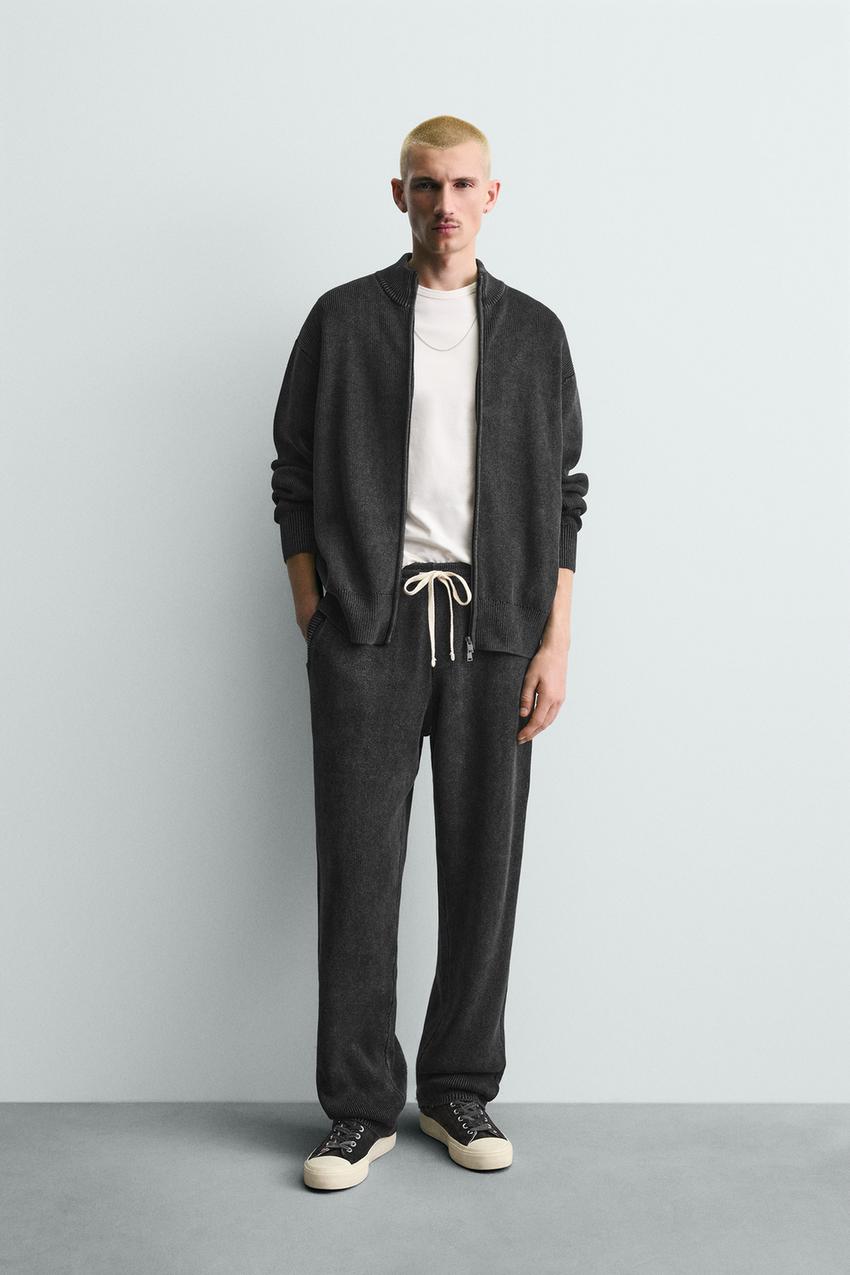 Zara - Textured Knit Pants - Navy Blue - Xl - Man Zara - Textured Knit Pants - Navy Blue - Xl - Man