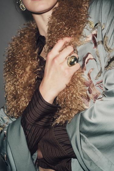 MAXI OVAL COMBINED JEWEL RING - Gold / Silver by Zara