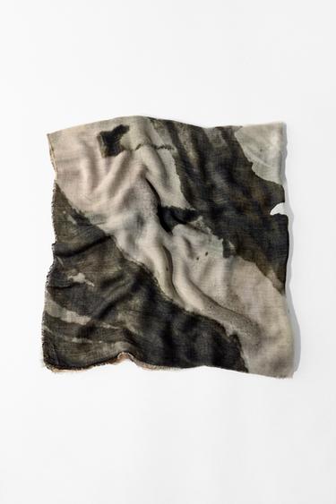 Zara FLORAL PRINT SCARF - Brown / Taupe