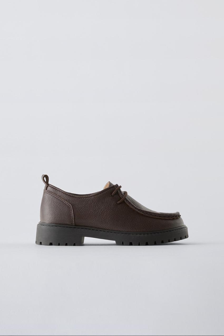 LEATHER OXFORD SHOES - Brown | ZARA United States