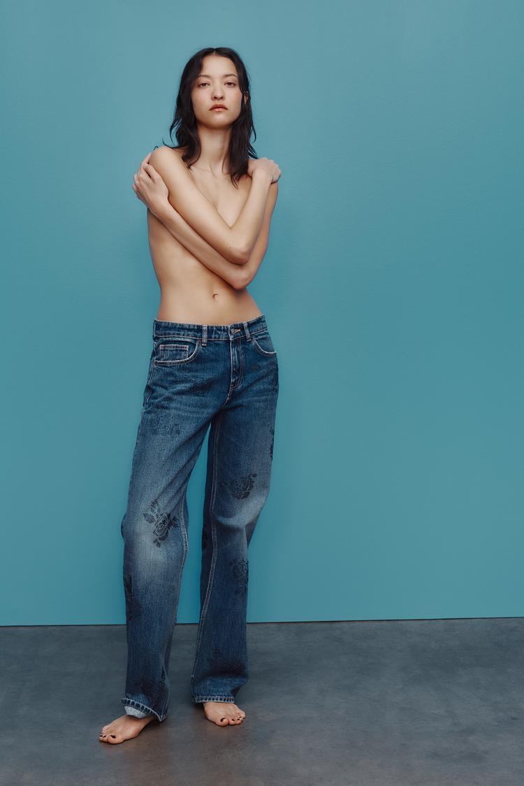 ミッドライズ WIDE-LEG TRF デニムパンツ - ネイビーブルー | ZARA 