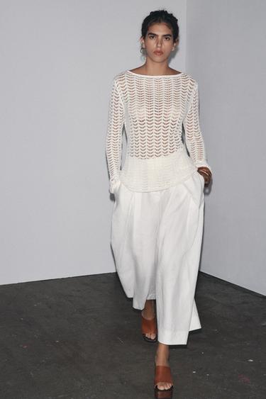 Zara TEKSTUURNE KOOTUD KAMPSUN - Valge