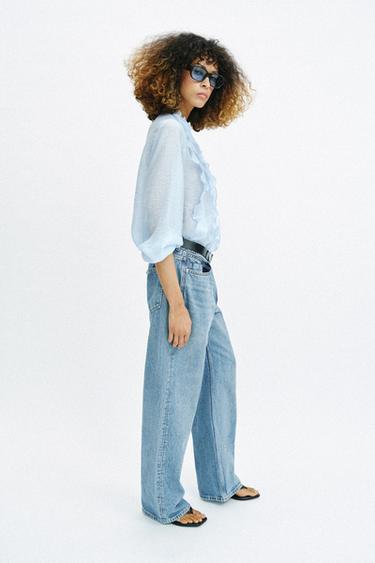 BLOUSE À VOLANTS - Bleu ciel de Zara - Image 2