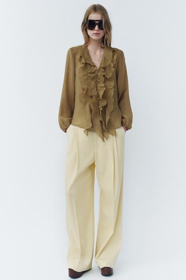 ZW COLLECTION RUFFLED SHIRT - Mustard by Zara - Image 0