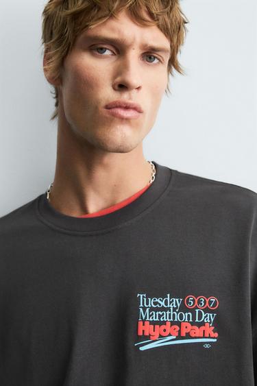 WASHED NUMBER T-SHIRT - Black by Zara - Image 4