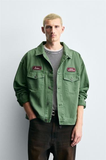 WASHED PATCH JACKET - Green by Zara
