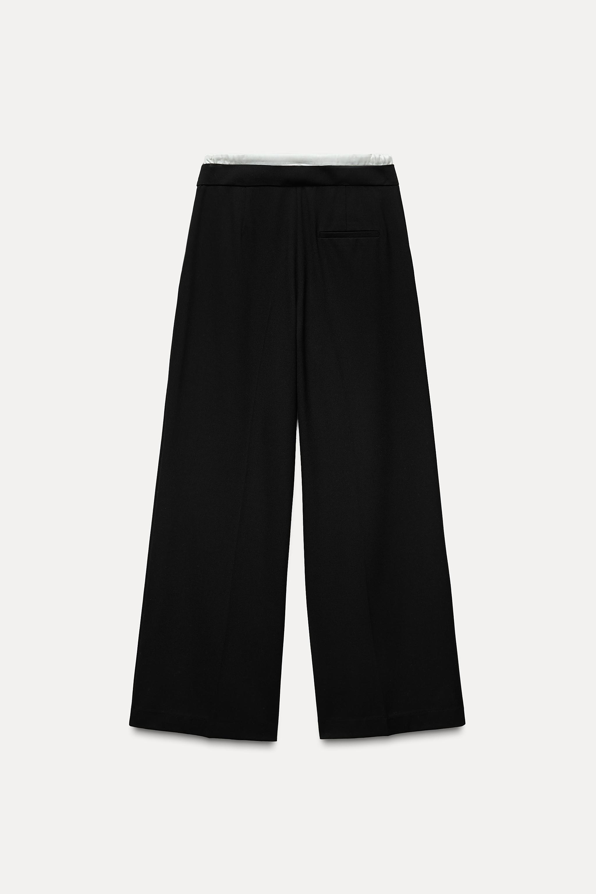 Женские брюки Zara DOUBLE WAISTBAND WIDE-LEG TROUSERS — фото 8