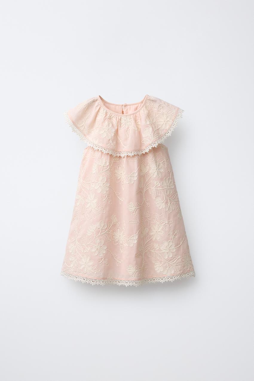 EMBROIDERED FLORAL DRESS - Pink | ZARA United States EMBROIDERED FLORAL DRESS - Pink | ZARA United States