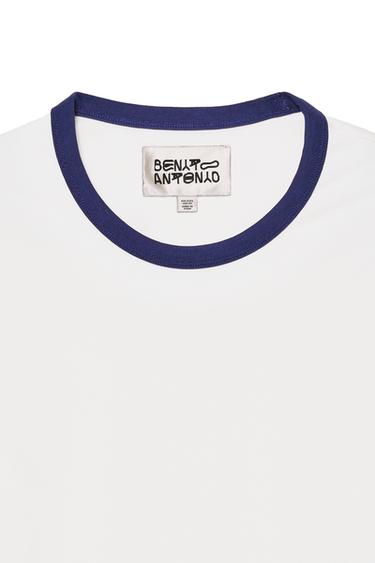 SLIM FIT RIB CONTRAST T-SHIRT - Oyster-white by Zara - Image 4