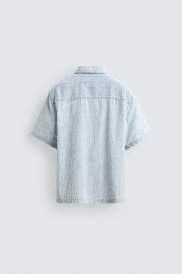 WASHED TEXTURED SHIRT - Light blue by Zara - Image 7