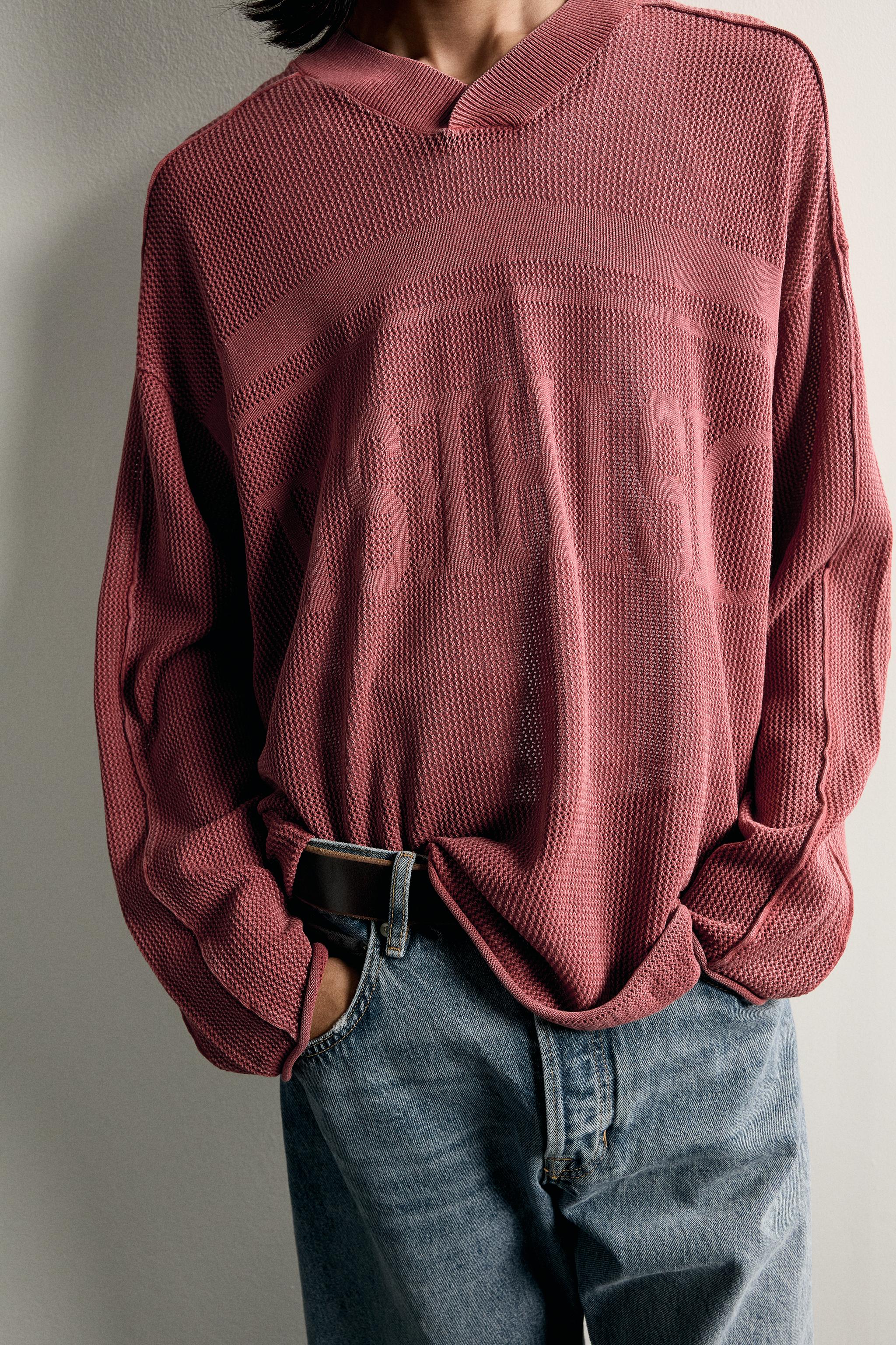 Мужские свитеры Zara WASHED JACQUARD OPEN-KNIT JUMPER — фото 6