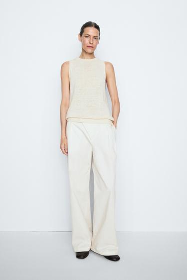 Zara STUDIO Silk-Blend Knit Halter Top - Ecru - Image 0