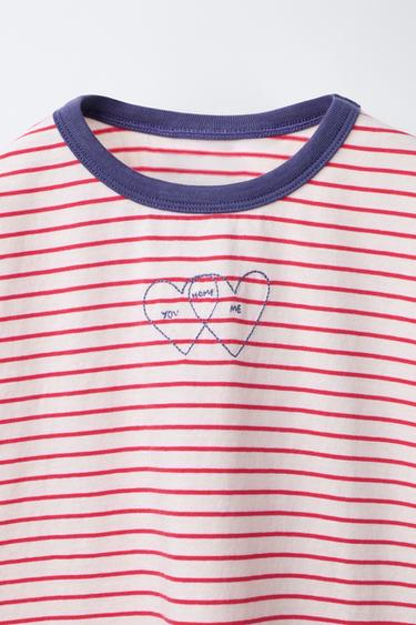ORFAYO © STRIPED T-SHIRT - Ecru / Red by Zara - Image 2