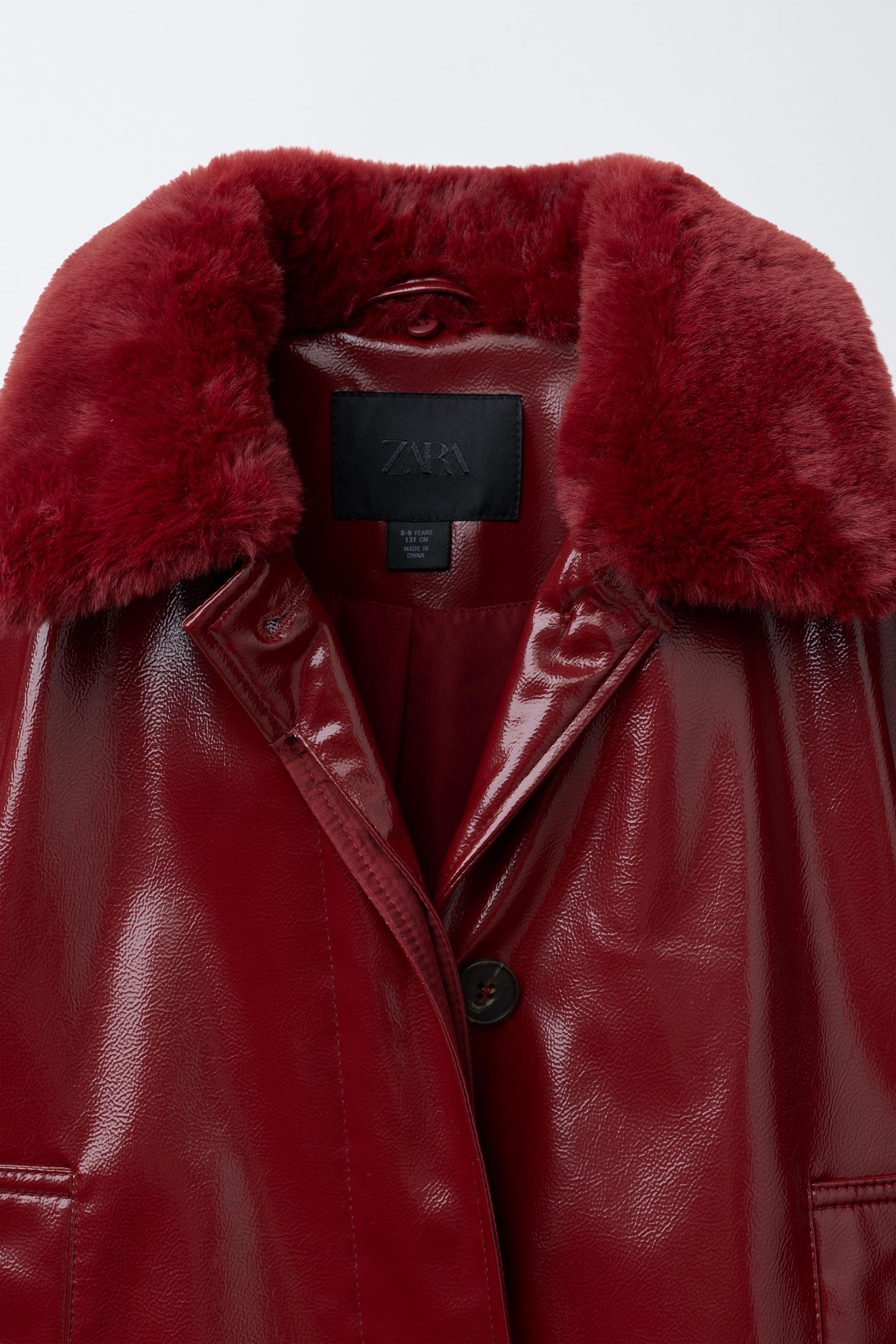 ジャケット・アウター 2022AW DETACHABLE COLLAR COAT REMOVABLE COLLAR PATENT JACKET - Burgundy | ZARA United States