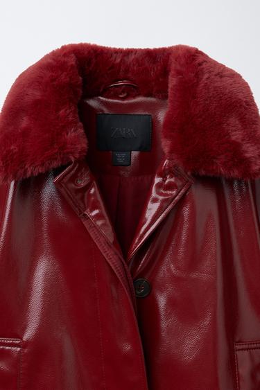 BLOUSON VERNIS COL AMOVIBLE - Bordeaux de Zara - Image 5
