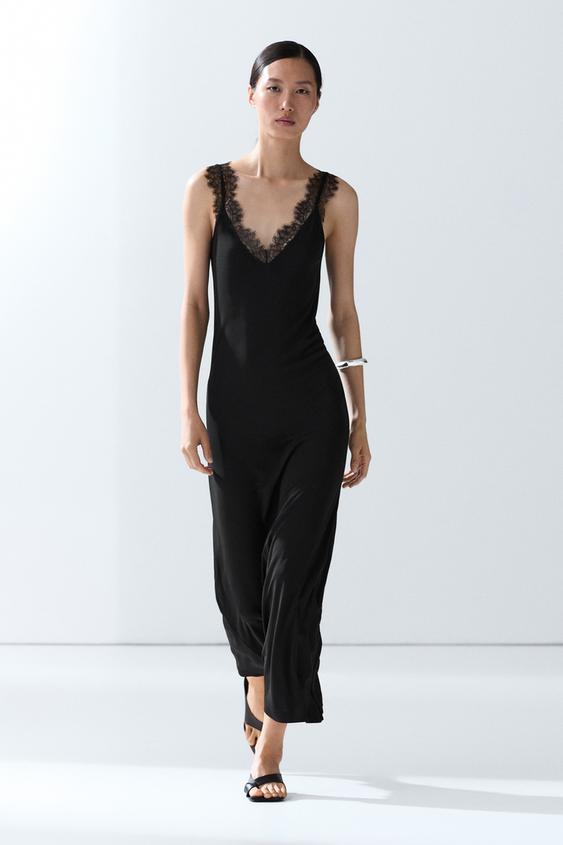 Robe midi fluide style nuisette - Noir de Zara - Image 0