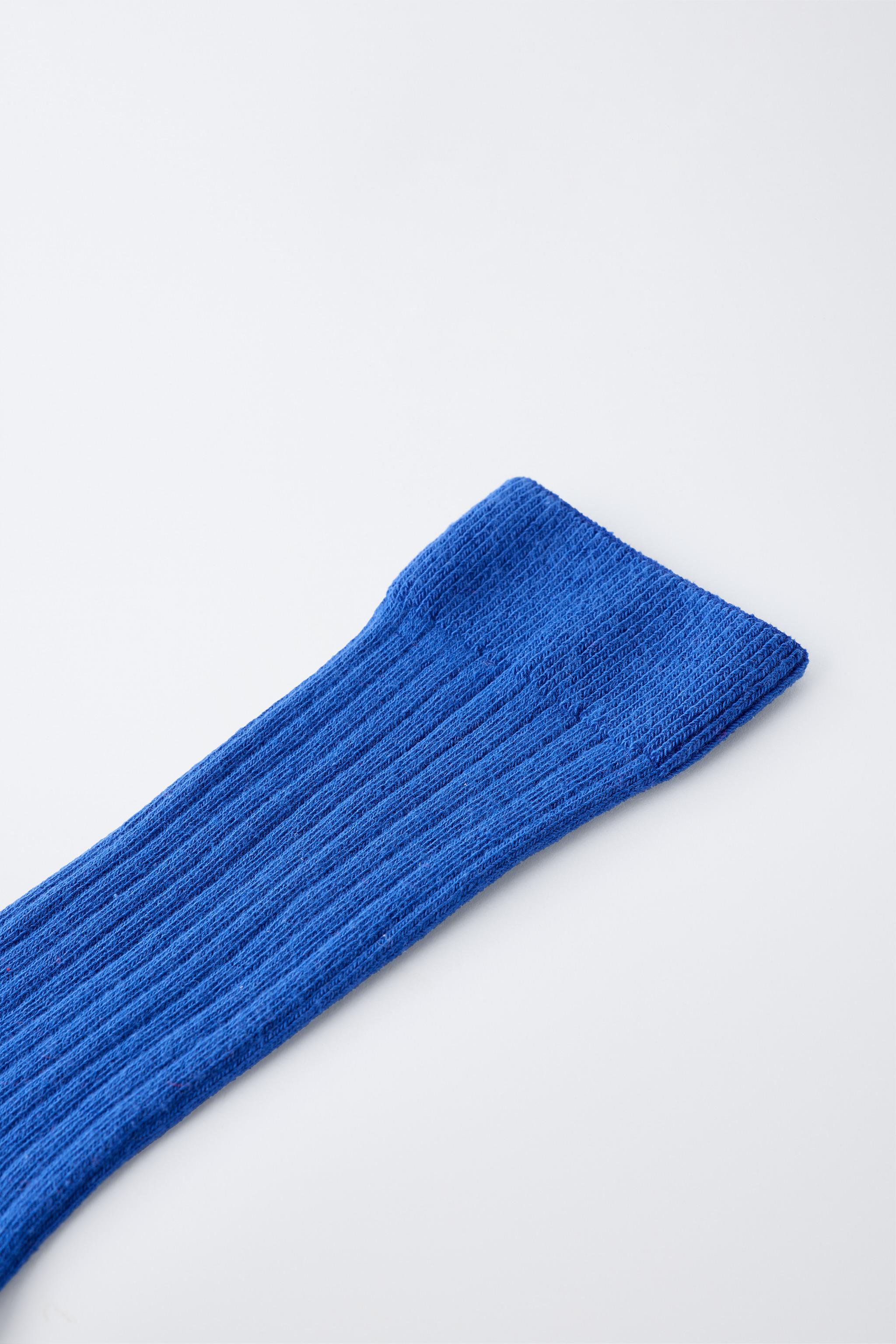 MID-LENGTH RIBBED SOCKS — Bluish