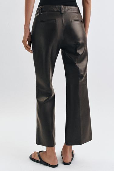 ZW COLLECTION LIMITED EDITION FLARE LEATHER TROUSERS - Brown by Zara - Image 2
