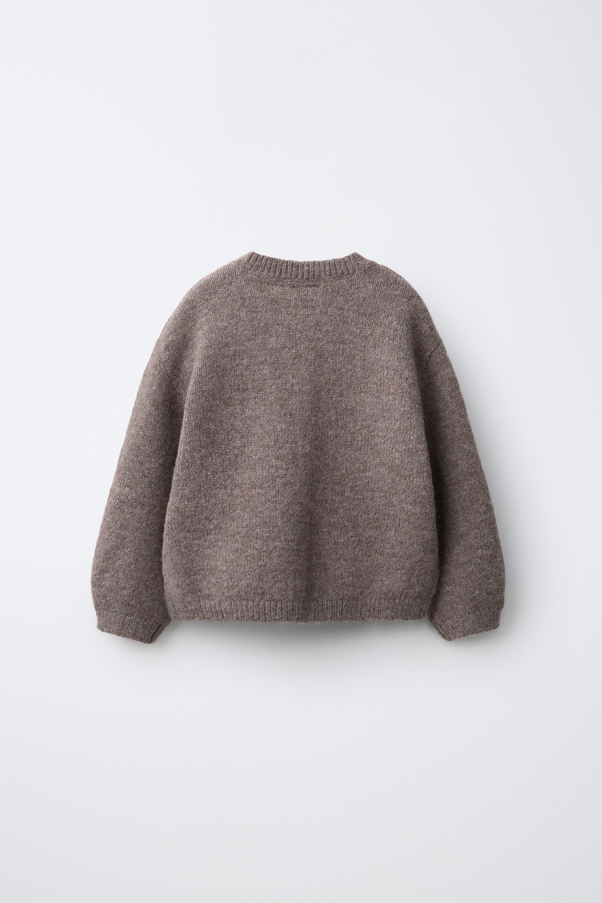BEAR AND FLORAL CARDIGAN — Brown / Taupe