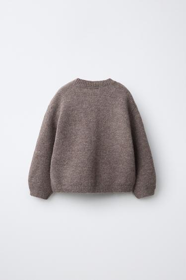 BEAR AND FLORAL CARDIGAN — Brown / Taupe 2