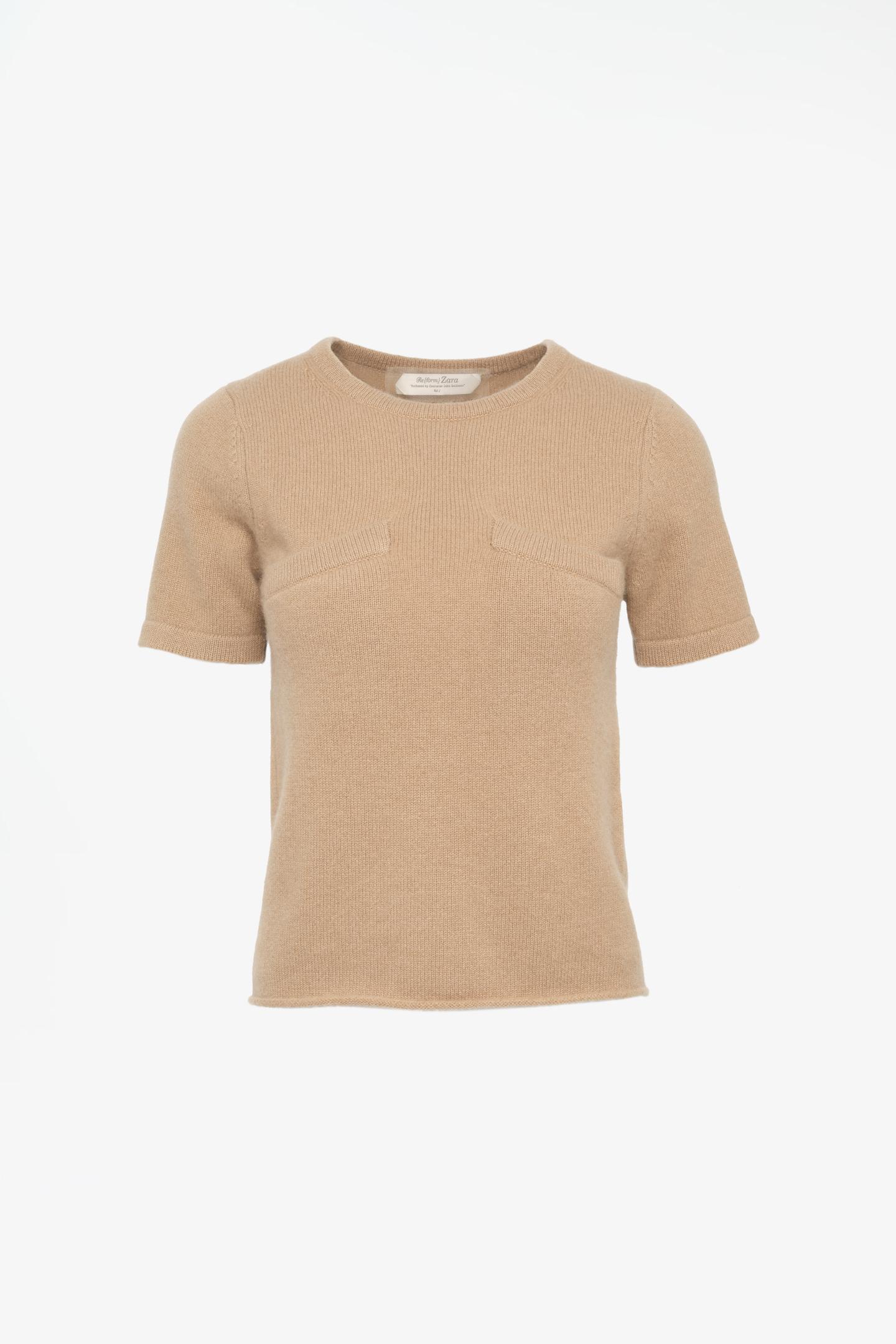 Мужская футболка Zara Limited Edition 100% Cashmere Knit, цвет: Бежевый — фото 2
