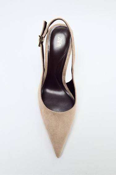 ZAPATO TACÓN DESTALONADO HEBILLA - Gris Topo de Zara