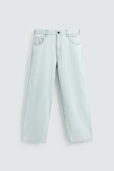 LIGHTWEIGHT LOOSE WIDE-LEG JEANS - Light blue by Zara - Image 5