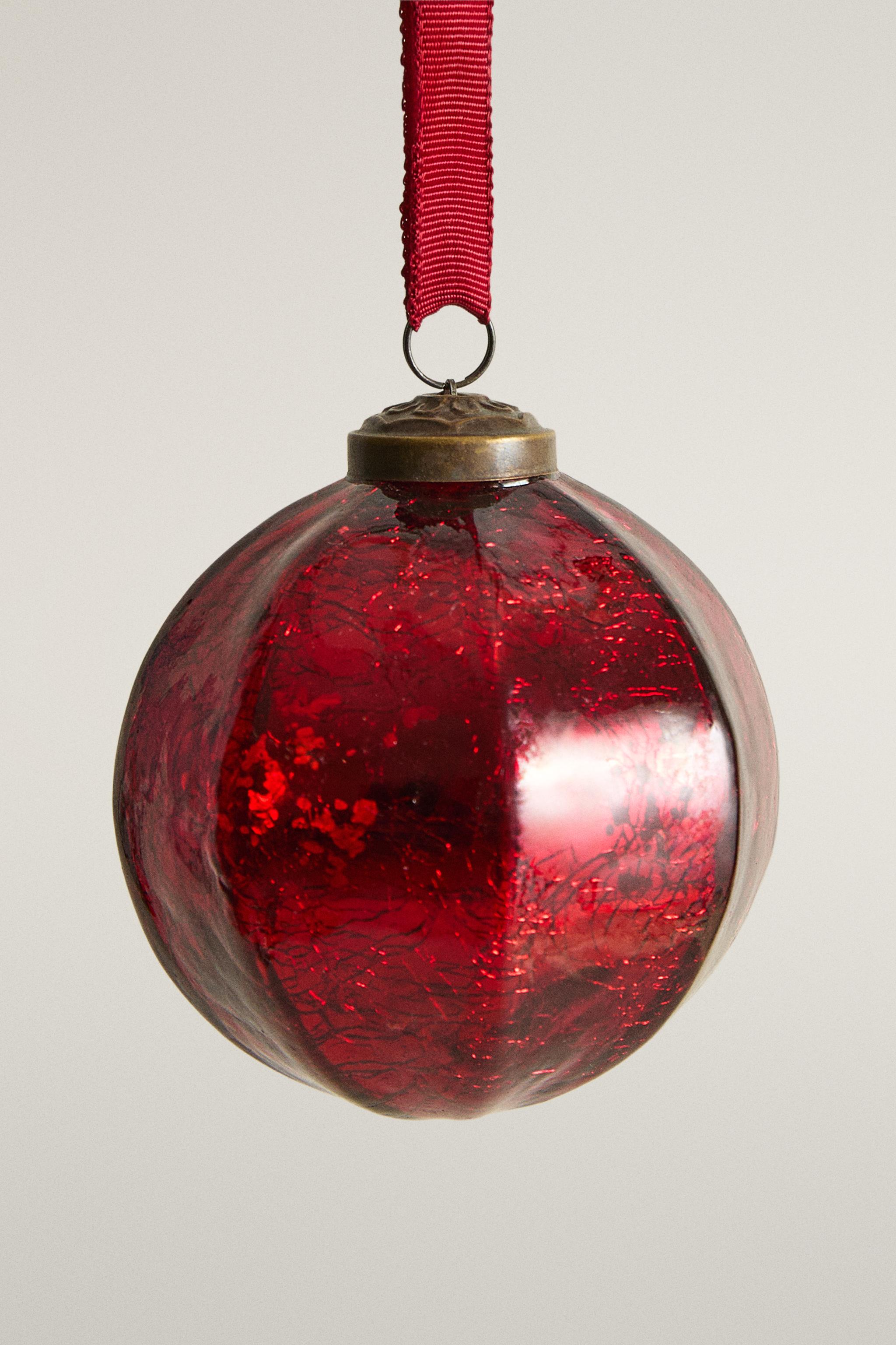 ORNEMENT SAPIN BOULE VERRE TEXTURÉ NOËL