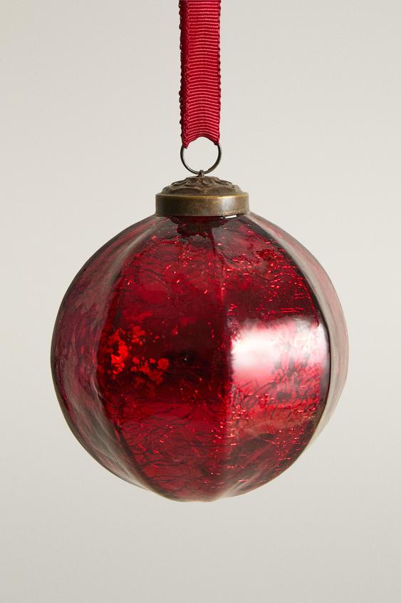 Weihnachtsbaumkugel aus texturiertem Glas - Rot von Zara - Bild 0