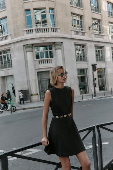 MINI DRESS WITH GOLDEN BELT - Black by Zara - Image 1