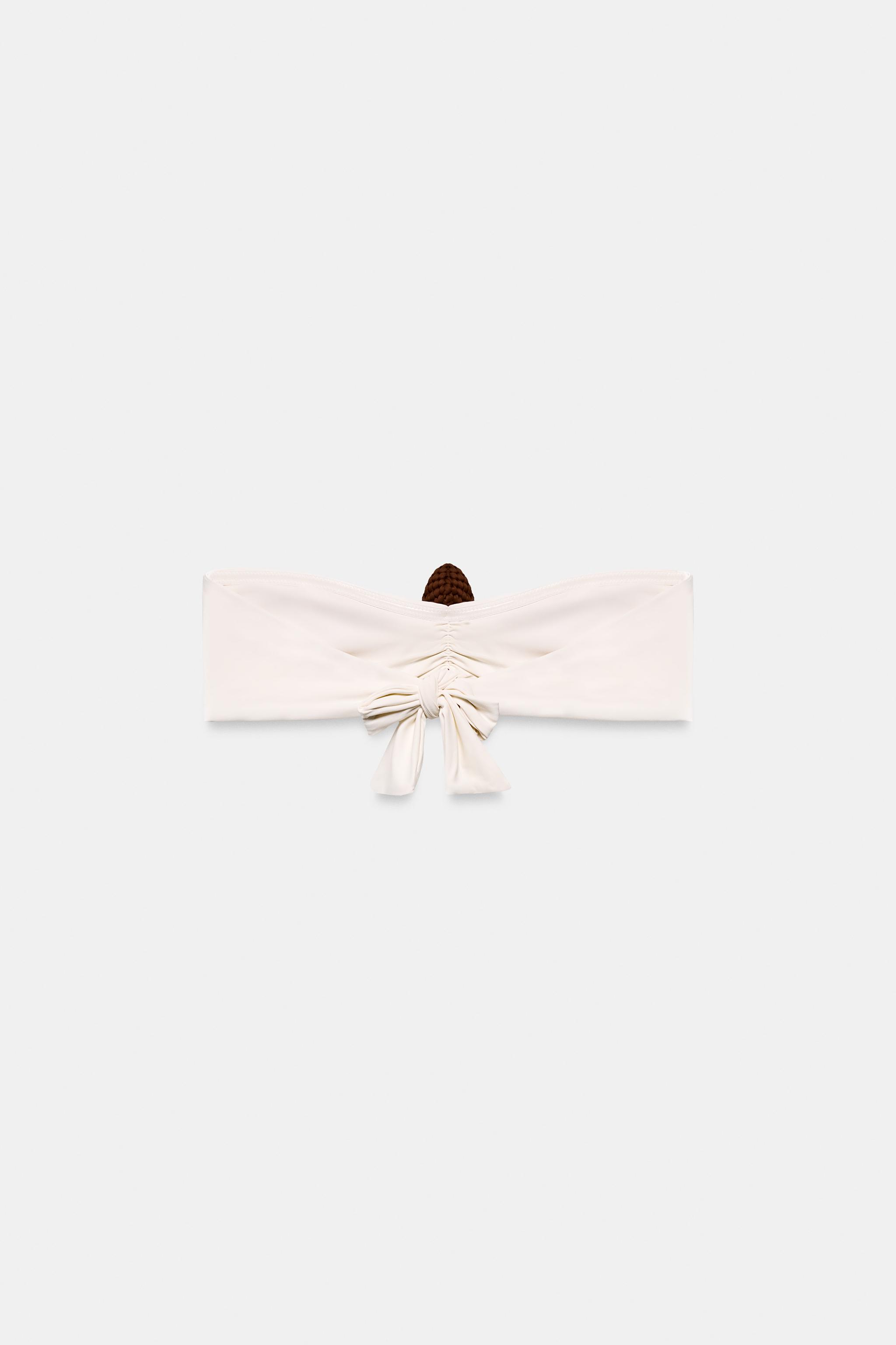 TOP BIKINI BANDEAU FLEUR EN CROCHET