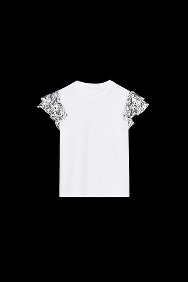 T-SHIRT MIT FARBLICH ABGESETZTER STICKEREI - Weiß von Zara - Bild 0