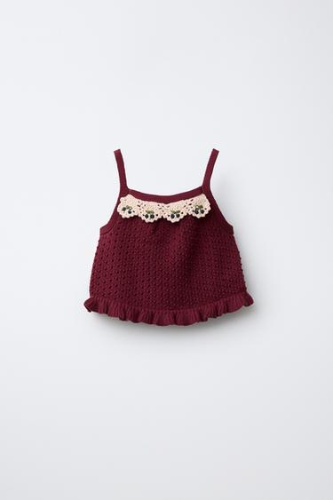 TOP PUNTO DETALLE CROCHET - Burdeos de Zara