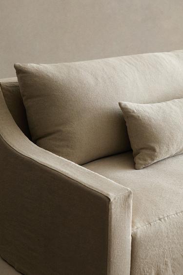SOFA WITH REMOVABLE WASHED LINEN COVER - Light beige by Zara - Image 2