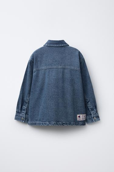 SURCHEMISE EN DENIM INSCRIPTION BRODÉE CHAMPION ® X ZARA - Bleu de Zara - Image 1