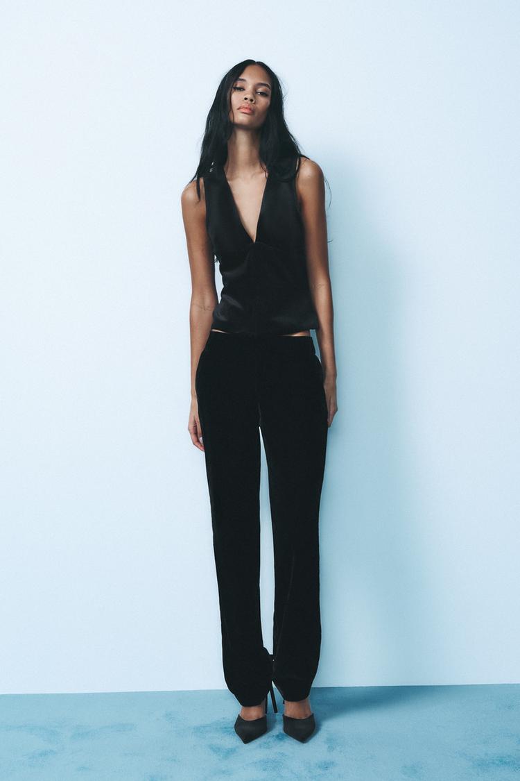 Zara Pants Zara Black Velvet Trousers Cheap Zara Velvet Pants New