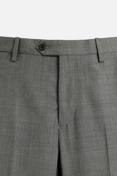PANTALON DE COSTUME STRUCTURÉ 100 % LAINE - Gris / Marron clair de Zara - Image 6
