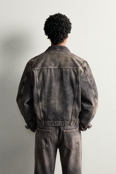 CROPPED DENIM JACKET — Dark gray 2